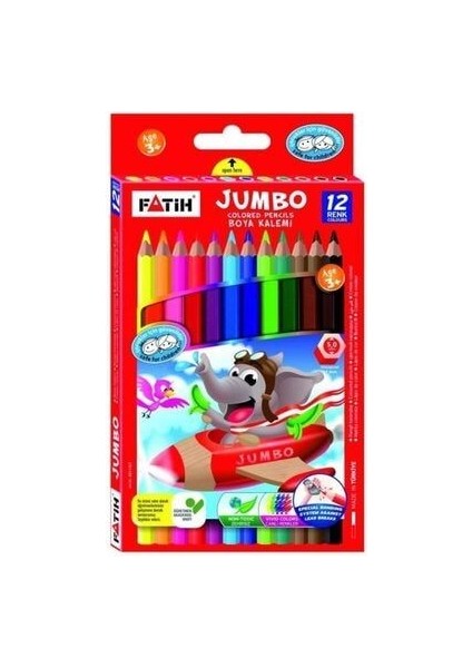 12'li Jumbo Kuru Boya 12 Renk Kuru Boya Kalemi Büyük Boy Uç Kırılmalarına Karşı Özel