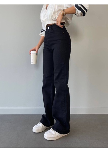 Chriss Kadın Salaş Solmayan Siyah Süper Yüksek Bel 90's Wide Leg Comfort Likralı Palazzo fiyatları