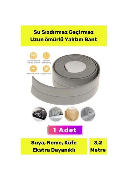 Bant 3.2m Ekstra Güçlü Su Geçirmez Sızdırmaz Dayanıklı Yalıtım Tamir Küf Önleyici Gri