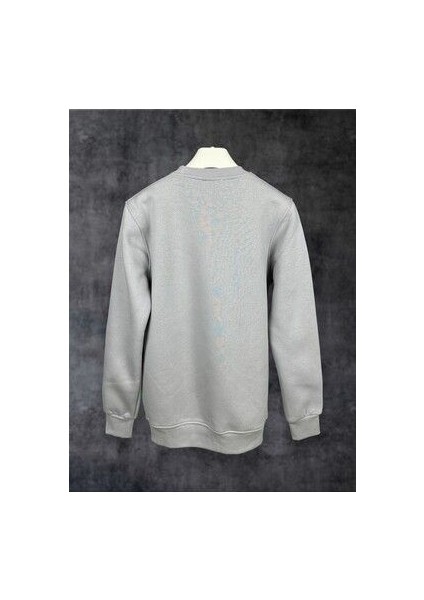 Pamuklu Gri Oversize "let The Show Begin" Baskılı Sweatshirt
