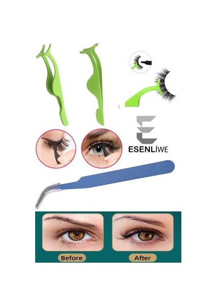 Mıknatıslı Maneyetik Kirpik Tutucu 2'li Kirpik Seti Paslanmaz Çelik Kirpik Tutucu Uygulama Set