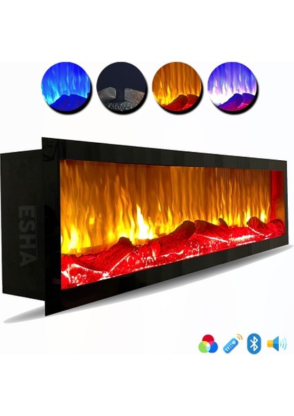 Elektriklidekoratif Yapayşömine Bluetooth+Kumanda+Odun Ateş Sesi+Pervazvekumanda
