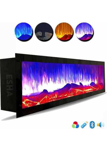 Elektriklidekoratif Yapayşömine Bluetooth+Kumanda+Odun Ateş Sesi+Pervazvekumanda