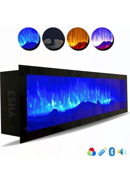 Elektriklidekoratif Yapayşömine Bluetooth+Kumanda+Odun Ateş Sesi+Pervazvekumanda