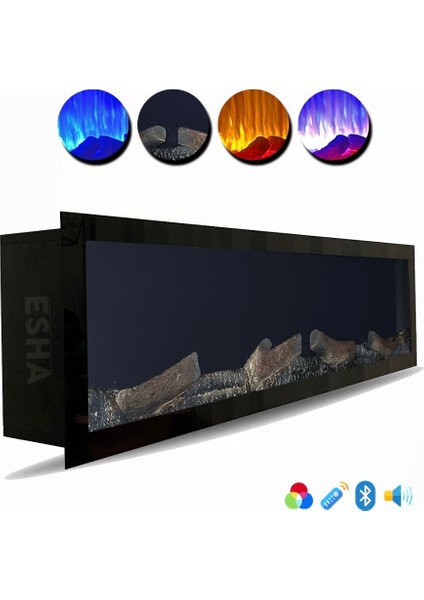 Elektriklidekoratif Yapayşömine Bluetooth+Kumanda+Odun Ateş Sesi+Pervazvekumanda