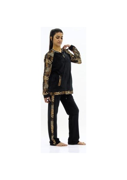 Leopar Kombinli Kadife Eşofman Takım fırsatları