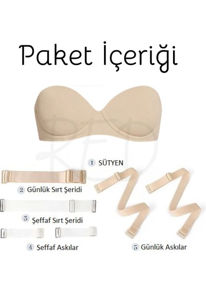 Desteksiz (Dolgusuz) Sırtı Şeffaf Straplez Abiye Sütyeni (,düğün, Nişan, Kına Sütyeni) indirimleri