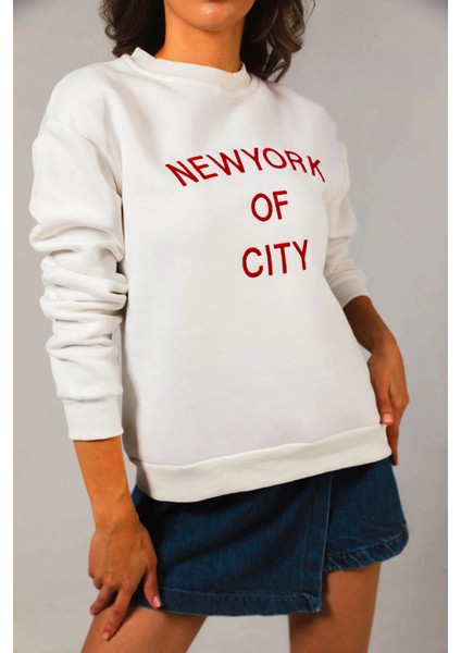 Kadın Nakışlı Üç Iplik Şardonlu Sweatshirt
