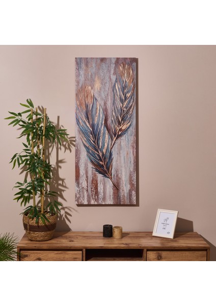Deco Leaf Kanvas Tablo - Renkli - 50X120 cm