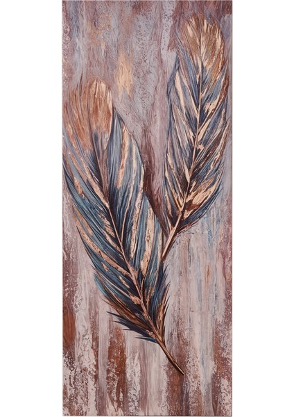Deco Leaf Kanvas Tablo - Renkli - 50X120 cm