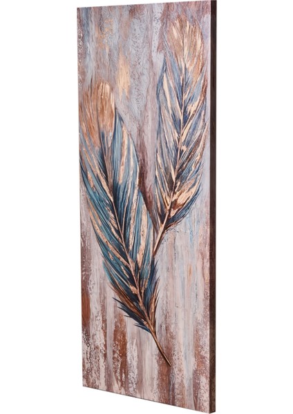 Deco Leaf Kanvas Tablo - Renkli - 50X120 cm