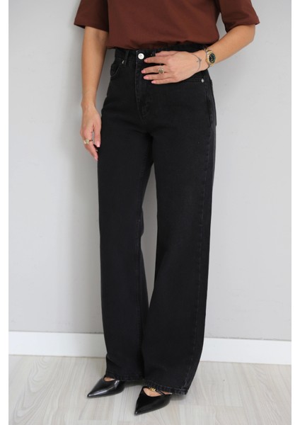 Antrasit Straight Jean Pantolon