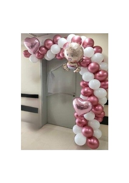 Pembe Beyaz Kız Bebek Balon Seti