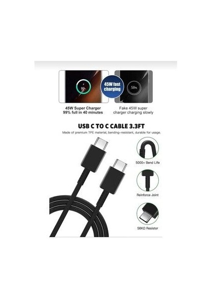 25W (Watt) Şarj Aleti A14 A24 A34 A54 A74 Type-C To Type-C 25W Hızlı Şarj Aleti Cihazı