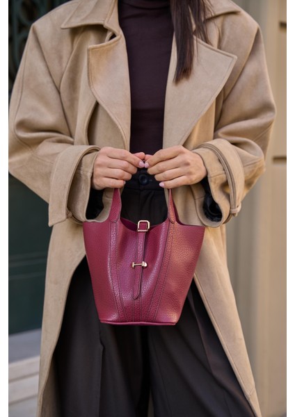 Bordo Kadın Kilit Aksesuarlı Sepet fiyatları