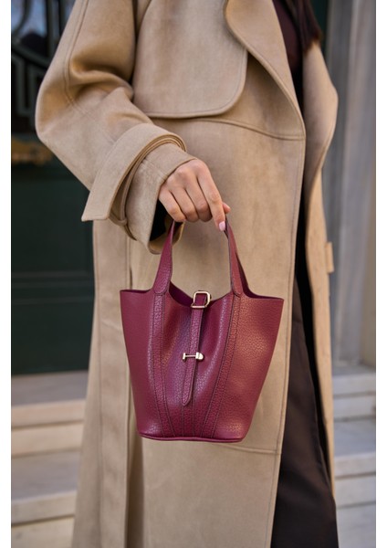 Bordo Kadın Kilit Aksesuarlı Sepet fırsatları