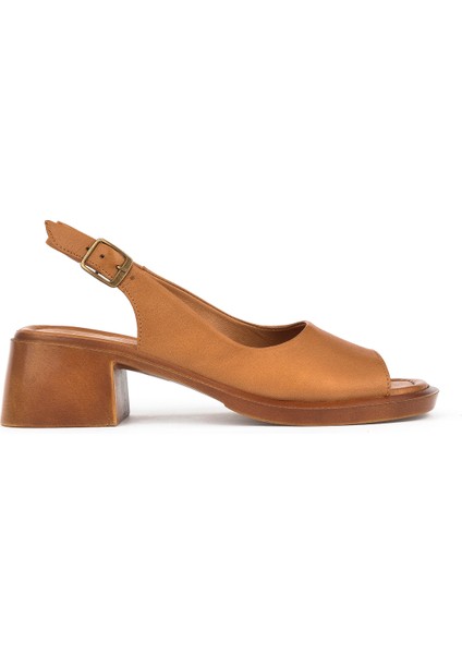 Ziya, Kadın Deri Topuklu Sandalet 151992Z8004 Taba