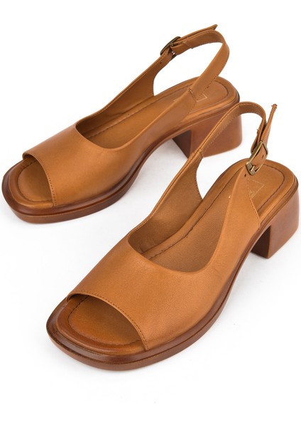 Ziya, Kadın Deri Topuklu Sandalet 151992Z8004 Taba indirimleri