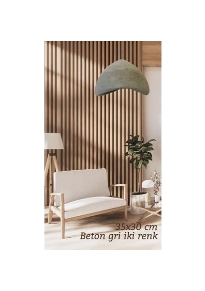Beton Avize Beton Gri Tekli 35 cm Tam Takım Duy Kablo Dahil