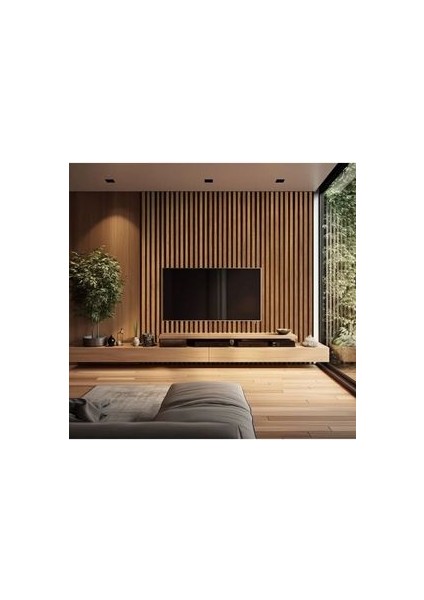 60X275 Akustik Ahşap Duvar Paneli, 8 mm, Mdflam, Teak Kaplama