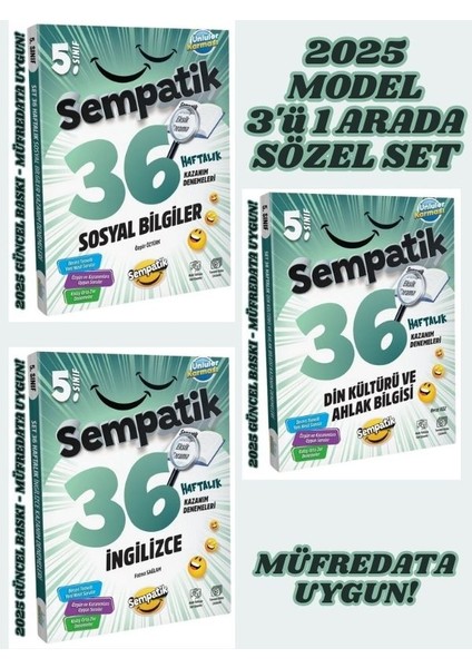 5.sınıf Sempatik 36 Haftalık Kazanım Denemeleri Sözel Set 3 Kitap