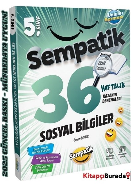 5.sınıf Sempatik 36 Haftalık Kazanım Denemeleri Sözel Set 3 Kitap fiyatları