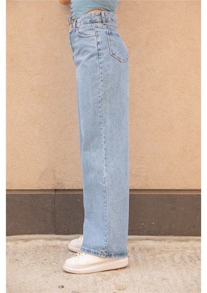 Zero Max Kar Yıkama Wide Leg Salaş Bol Paça Kadın Jeans Pantolon Jean fiyatları