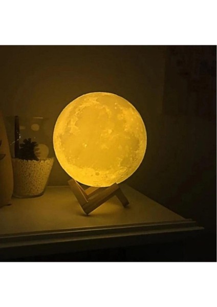 Dolunay Ay 3D Işıklı Standlı Pilli Dekoratif Gece Lambası Hediyelik Küre LED 12 cm fiyatları