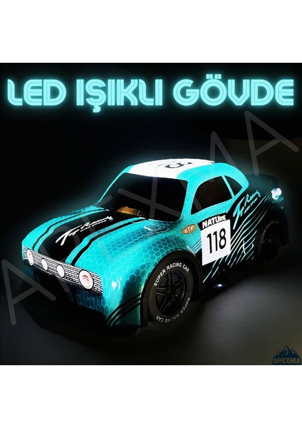 Uzaktan Kumandalı Full Fonksiyon LED Işıklı Gövde Oyuncak Rc Yarış Arabası Mavi