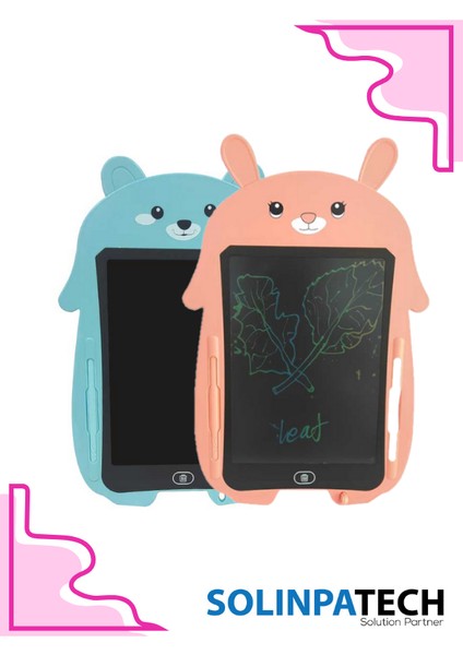 8.5 Inç Pembe Tavşan Renkli Lcd Çizim Yazı Tableti Digital Kalemli Grafik Yazma Eğitim Tahtası PMB-TVŞ2