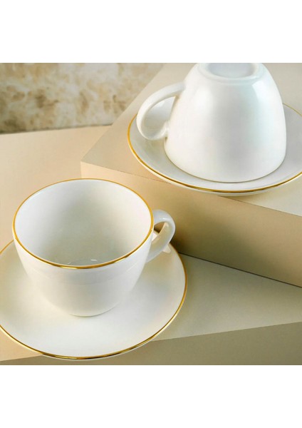Aryıldız Alicia Luna 4 Parça Gold Detaylı 2 Kişilik Fincan Takımı Krem