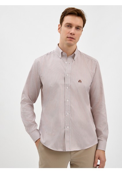 Erkek Regular Fıt Gömlek-Kahve fiyatları