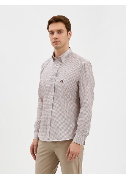 Erkek Regular Fıt Gömlek-Kahve modelleri