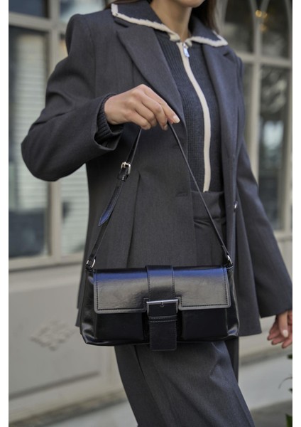 Siyah Kadın Kaplamalı El ve Omuz Çantasi modelleri