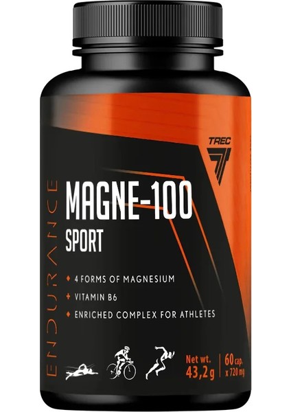 MAGNE-100 Magnesium(Magnezyum+B6 Vitamin) Sport 60 Caps