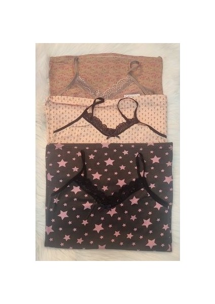 Üçlü Desenli Elastan Kadın Atlet