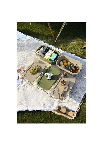 30LT Çok Fonksiyonlu Katlanabilir Outdoor Haki Sepet Piknik ve Kamp Organizatörü 45X29X24CM fırsatları