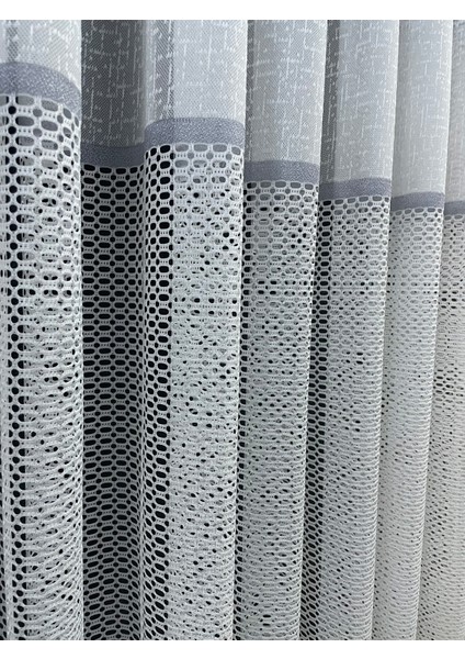 Bodrum Şeritli 1'e 2,5 Orta Pileli Tül Perde - Gri