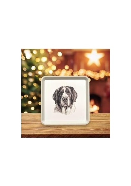 Köpek Desenli Tepsi - 32 x 32 cm - Beyaz Tepsi - Sunum Tepsisi fiyatları