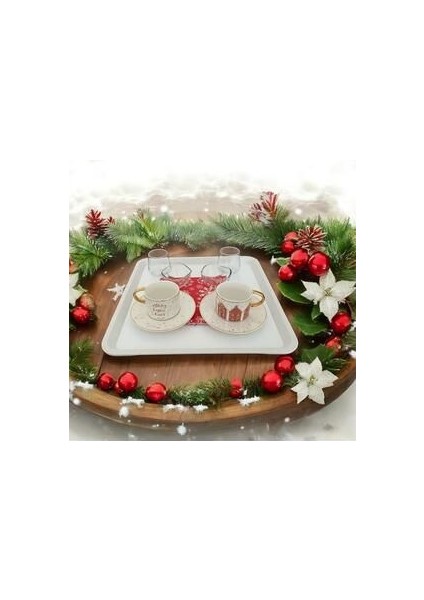 Köpek Desenli Tepsi - 32 x 32 cm - Beyaz Tepsi - Sunum Tepsisi indirimleri