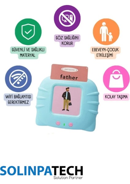 Erken Eğitim Ingilizce Sesli Flash Kartları Pvc Kart Şeffaf Koruma ile Yıpranmaz Yırtılmaz Kartlı Mavi fiyatları