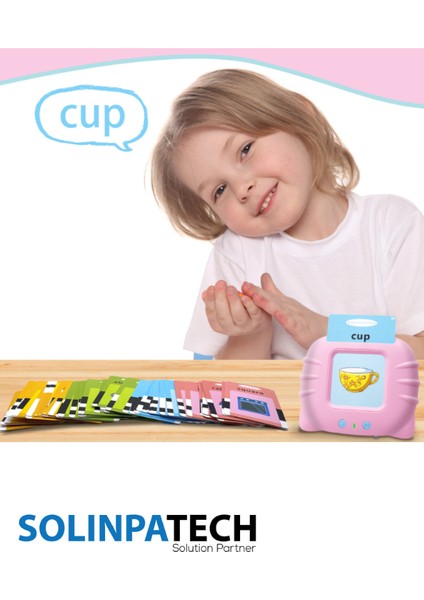 Erken Eğitim Ingilizce Sesli Flash Kartları Pvc Kart Şeffaf Koruma ile Yıpranmaz Yırtılmaz Kartlı Pembe modelleri