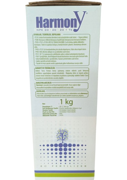 Gübre Harmony 20.20.20+Te 1 kg
