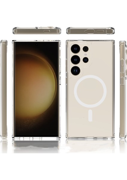 Galaxy S25 Ultra Kılıf Magsafe Şarj Özellikli Şeffaf Sert PC Zore Embos Kapak + Zore Nano Micro Temperli Ekran Koruyucu fırsatları