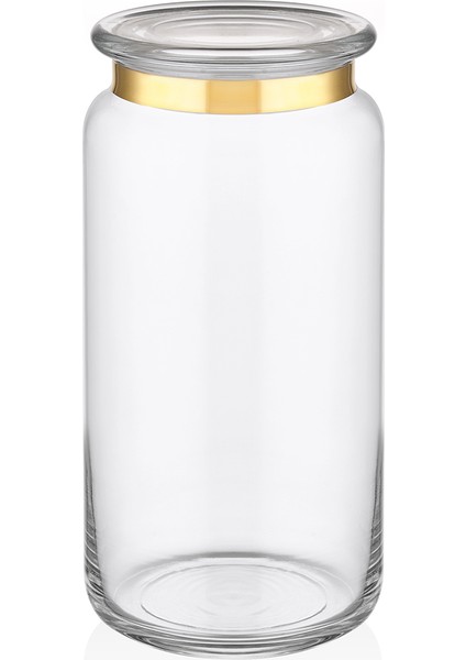 Dalia Altın 20 cm 2 Parça Kapaklı Cam Kavanoz 9-02010004