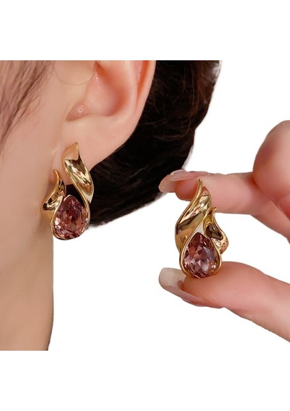 Niş Moda Tasarımı Metal Damla Şeklindeki Küpeler S925 Gümüş Iğne Kişilik Hafif Lüks Üst Düzey Küpeler (Yurt Dışından)