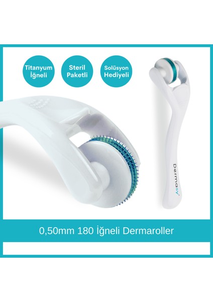 0,50 mm 180 İğneli Kaş ve Göz Çevresi Dermaroller - Titanyum Iğneli - Dermaroller Solüsyonu Hediyeli
