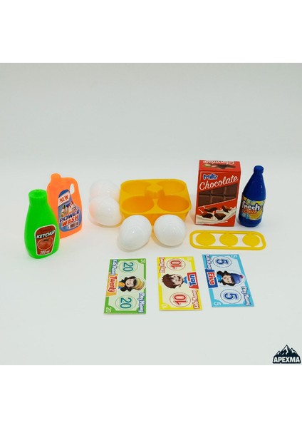 2'li Set Oyuncak Aksesuarlı Mop Mini Temizlik & Market Arabalı Market Ürünleri Evcilik Oyun Seti