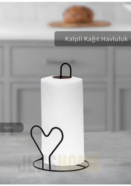 Kağıt Havluluk Paslanmaz Peçetelik Çelik Banyo Havluluk Düzenleyici Kalpli Siyah