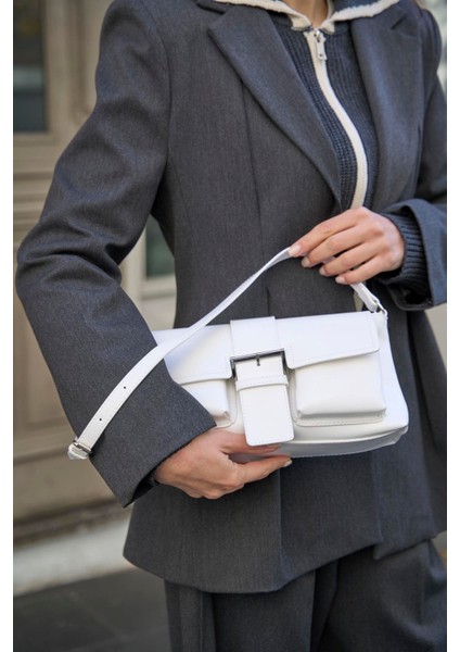 Beyaz Kadın Kaplamalı El ve Omuz Çantasi fırsatları